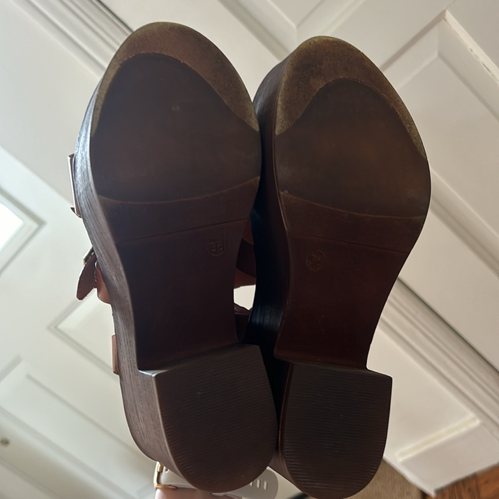 Women's Brown Leather Platform Sandals - Picture 3 of 3